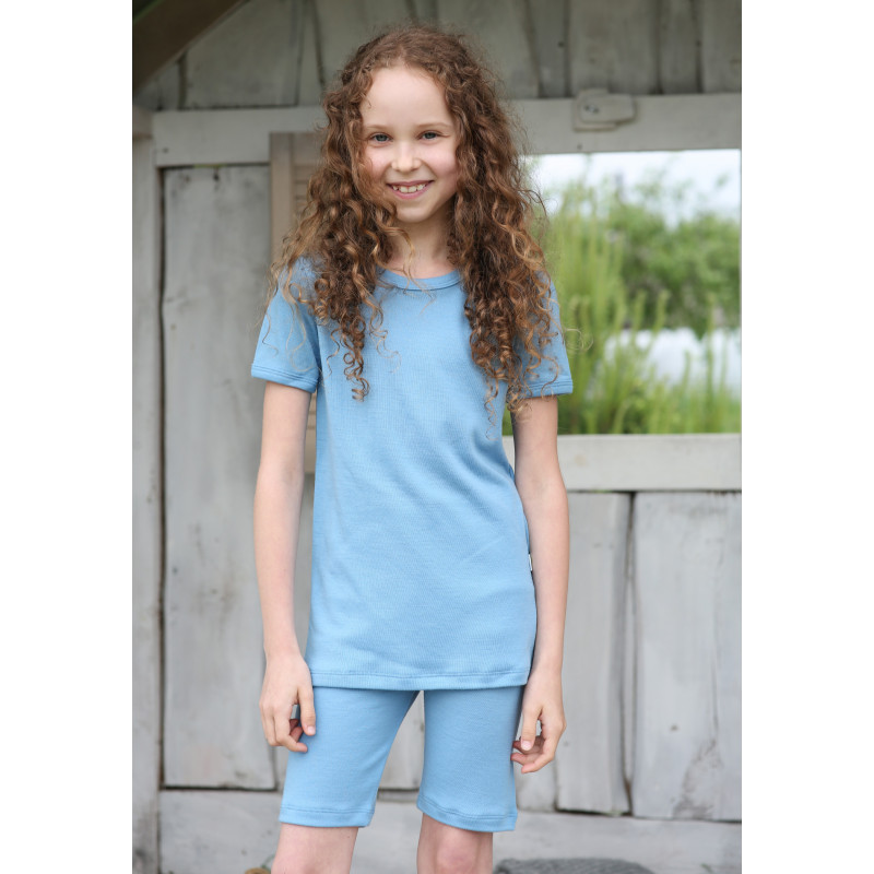 Thermal base layer short tights for children in color white