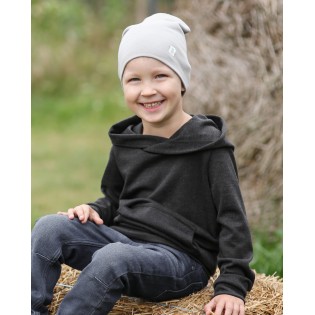 Gray Melange Merino wool hoodie for children