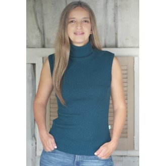 Knitted merino wool Turtleneck vest for women