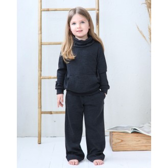 Gray Melange Merino Wool Two-piece set jumper and trousers