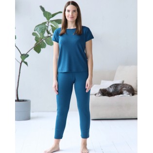 Zweiteiliges Pyjama-Set für Damen mit kurzen Ärmeln und langen Hosen