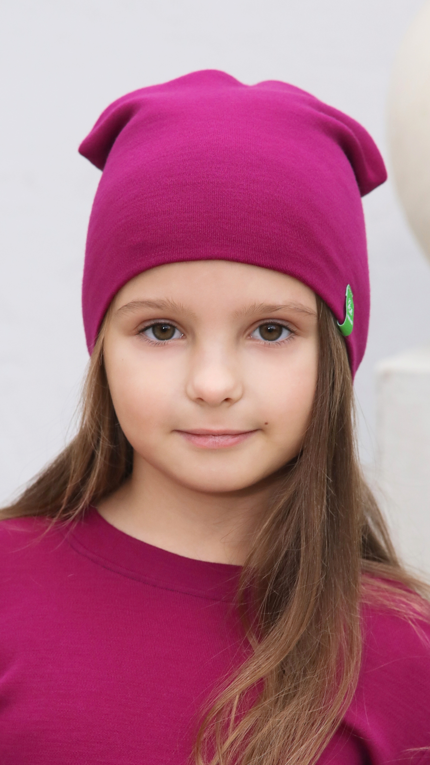 Merino wool Kids beanie hats - GREEN ROSE
