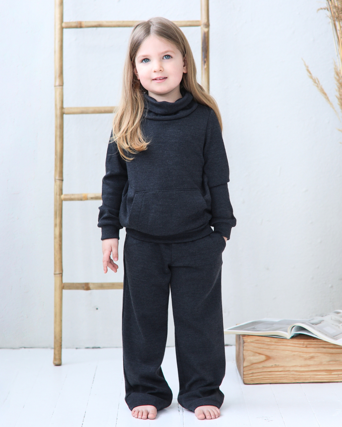 Gray Melange Merino Wool Two-piece set jumper and trousers