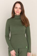 Merino Rollkragenoberteil für stillende Mütter