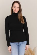 Langarm Rollkragenpullover zum Stillen