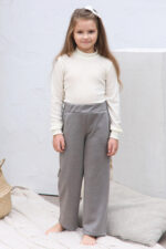 merino broek voor meisjes in lichtgrijs
