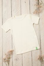 T shirt manche courte enfant blanc en laine mérinos
