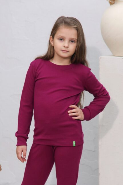 Childrens long sleeve t-shirts in merino wool for kids
