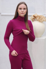 Merino Stillshirt mit hohem Kragen
