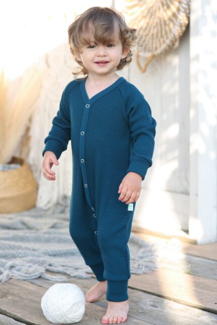 knitted baby jumpsuit merino wool