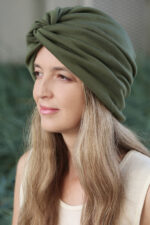 Turban Mütze Damen in Moosgrün