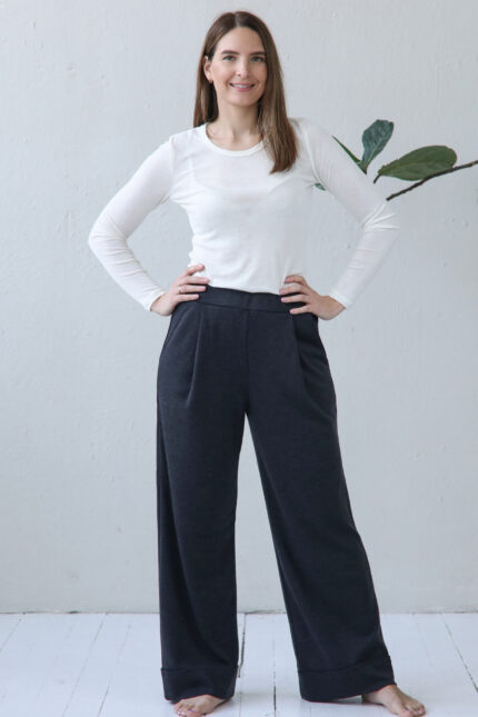 Wide leg wool pants