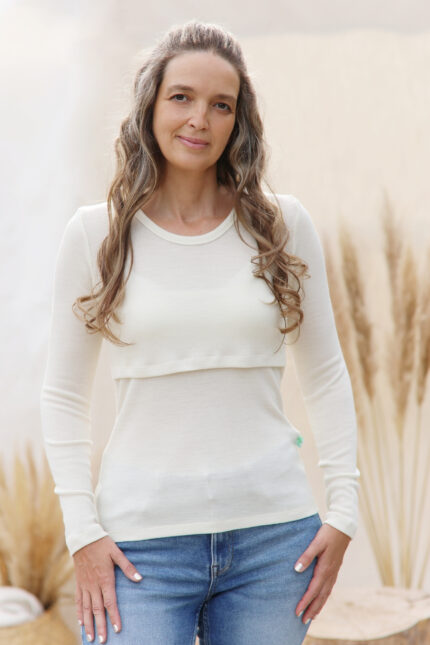 Nursing shirts in soft merino wool
