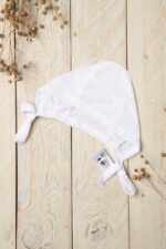 White linen baby bonnet