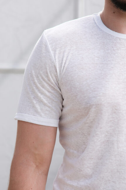 short sleeve linen shirt in soft jersey
