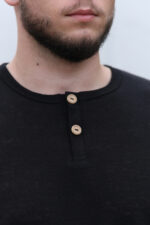 Linnen pyjamashirt heren met houten knopen