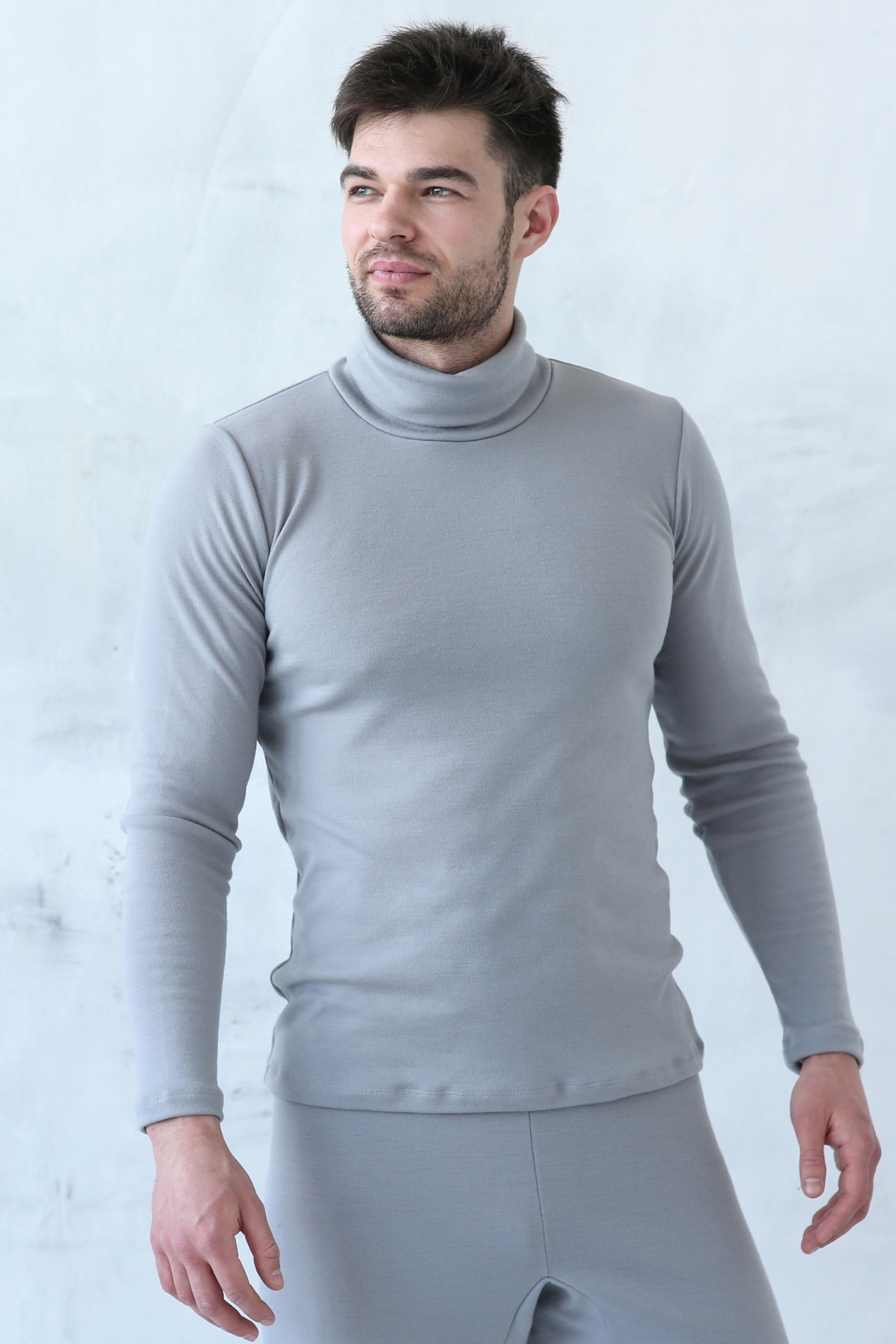 vyriskas-golfas High neck T shirt men in merino wool