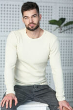 Sweater for Men in white merino wool